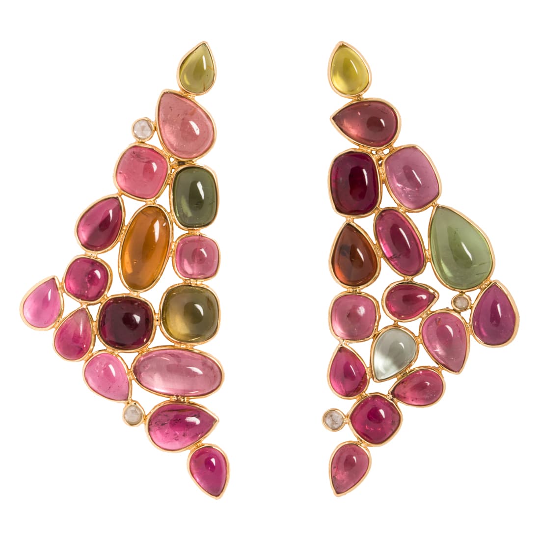A pair of multi-color tourmaline, diamond and 18k gold earrings (1 of 1)