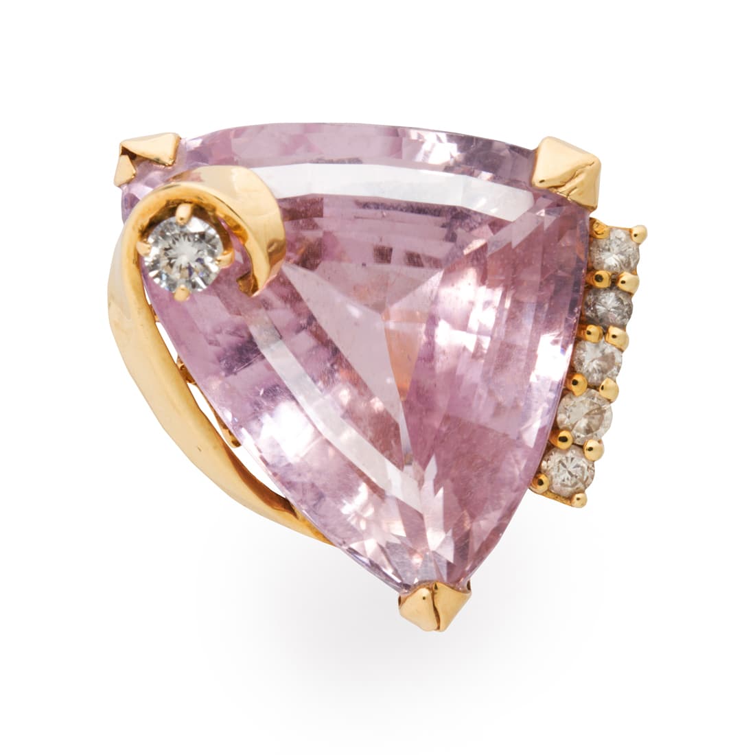 A kunzite, diamond and 14k gold ring (1 of 3)