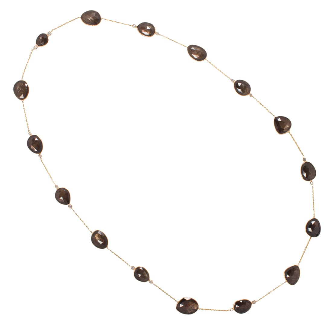A brown sapphire, diamond and 18k gold necklace (1 of 2)