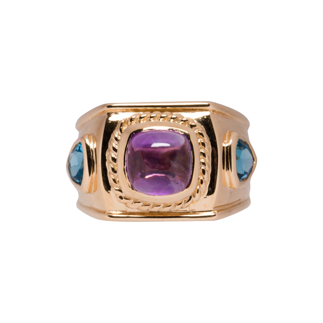 An amethyst, blue topaz and 14k gold ring (1 of 2)