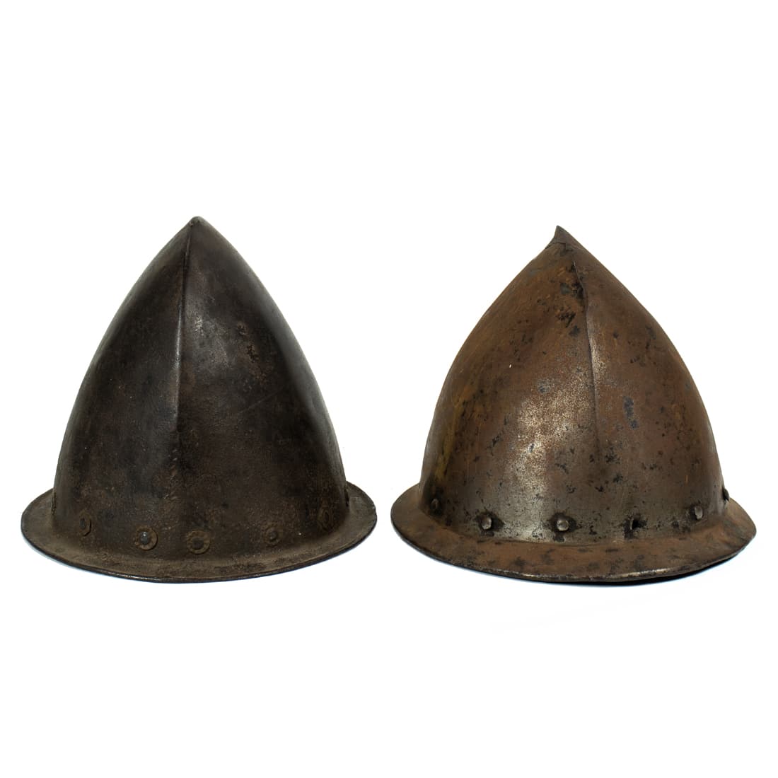 Two Spanish hand wrought metal Cabasset helmets (1 of 2)