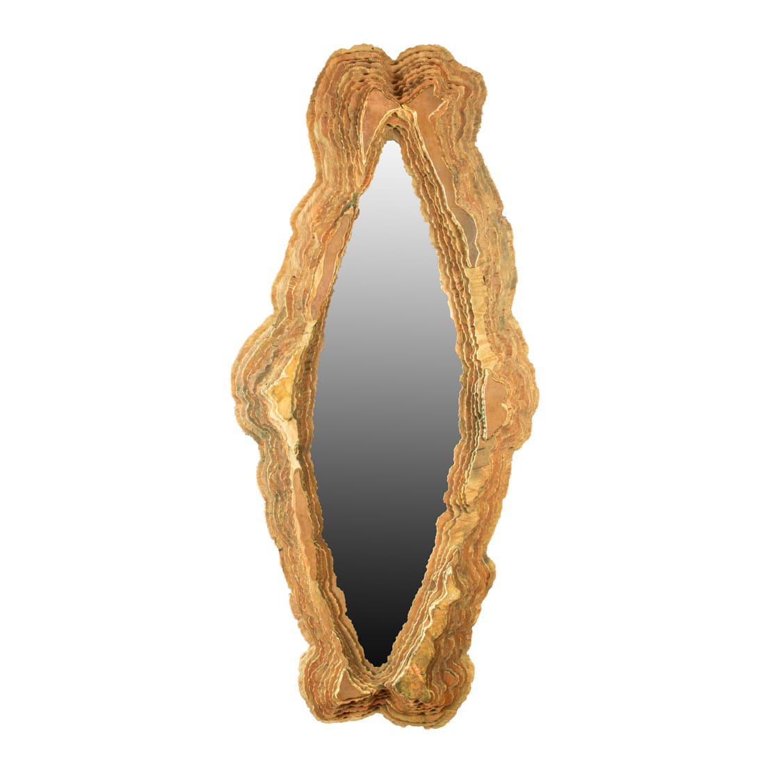 Sculpture/Mirror, Lester Wiese: Lester Wiese (American, b. 1928), Mirror, wood and glass, overall: 40"h x 18"w x 2.5"w