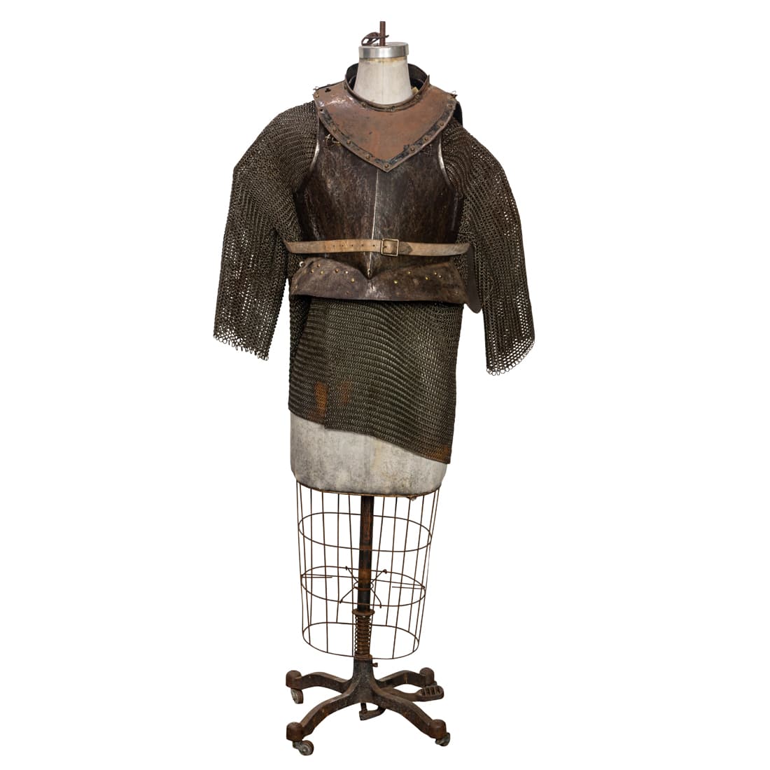 Assembled suite of armor comprising a chain mail shirt (1 of 2)