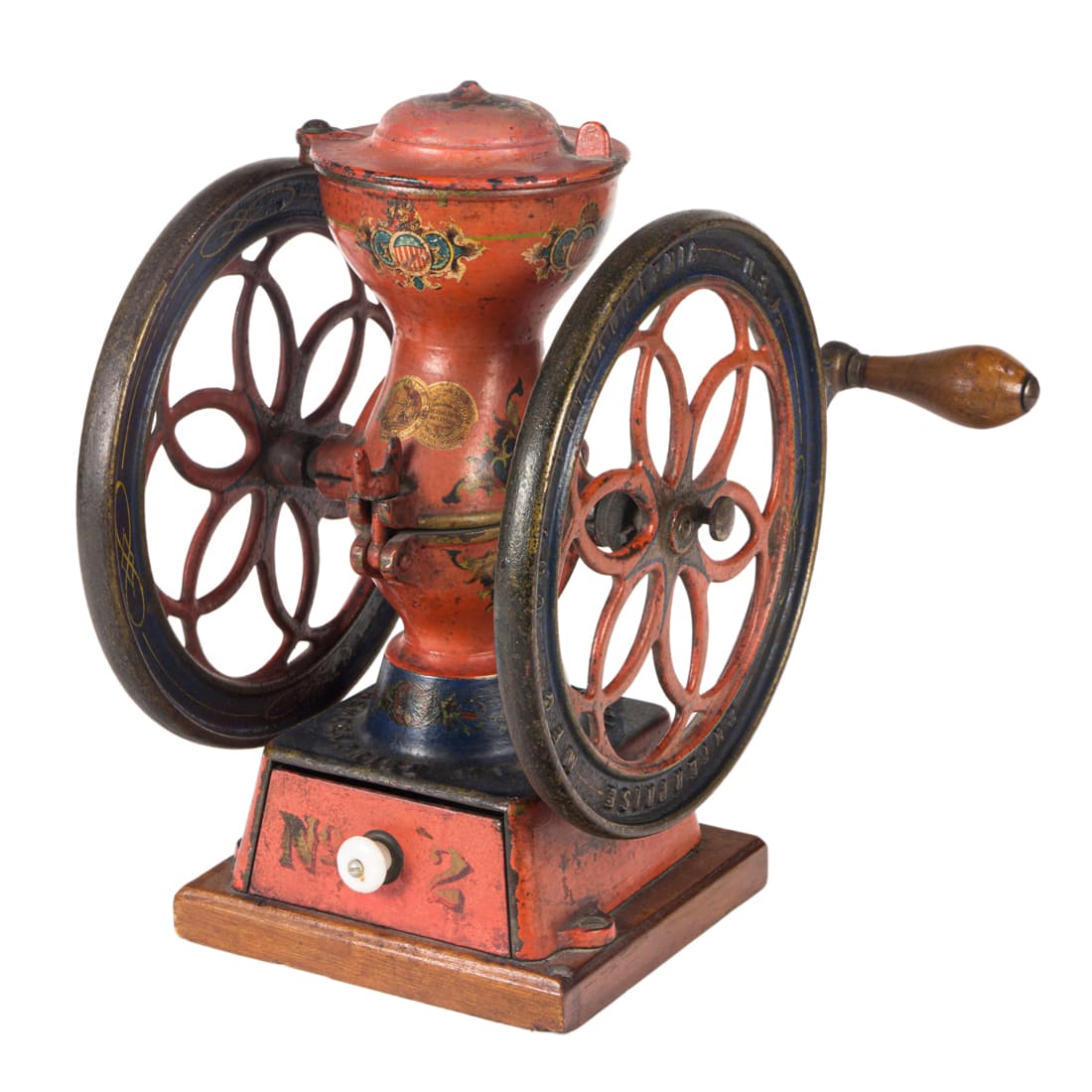 An Enterprise Mfg Co. painted cast iron No. 2 coffee mill (1 of 4)