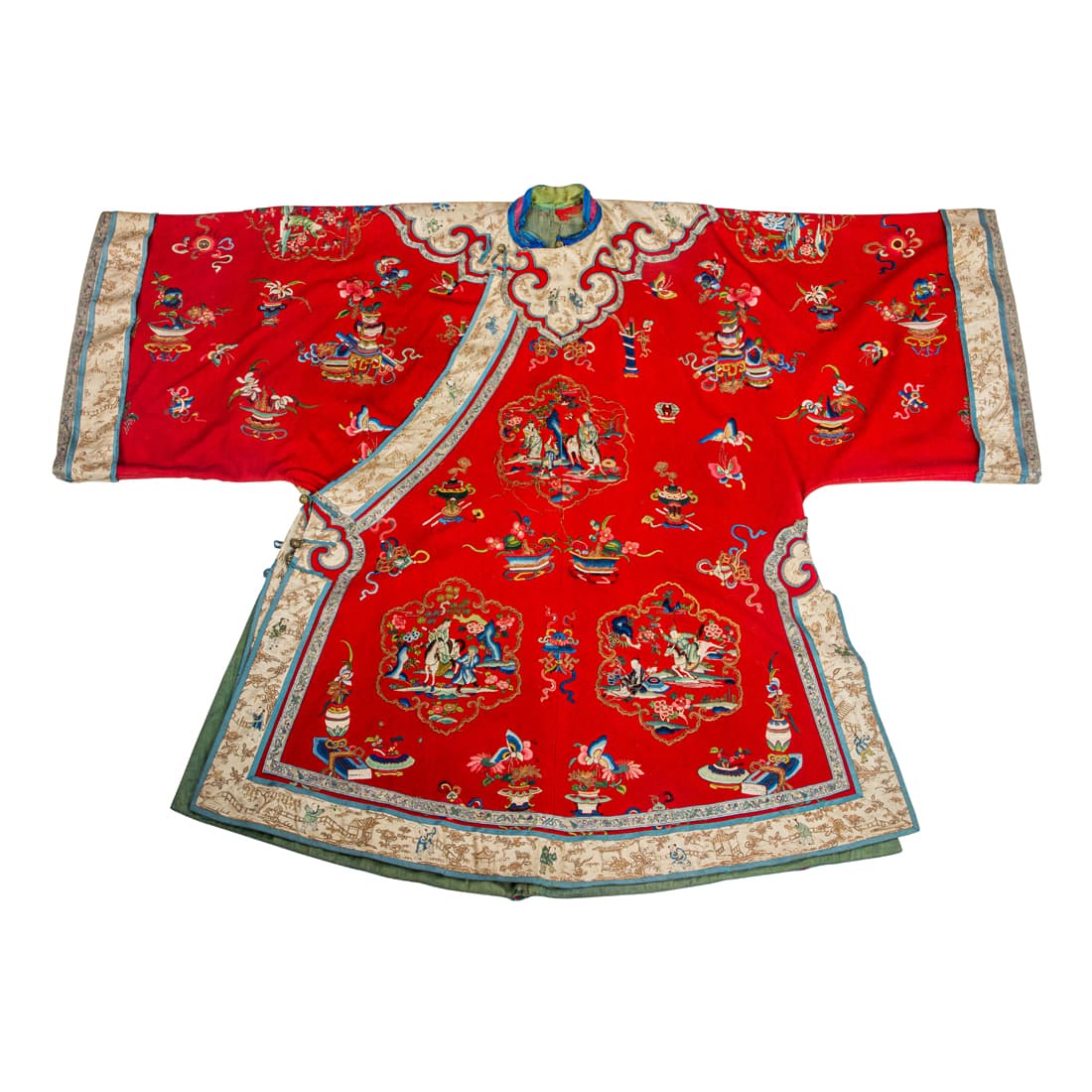 A Chinese lady's embroidered red-ground silk robe (1 of 2)