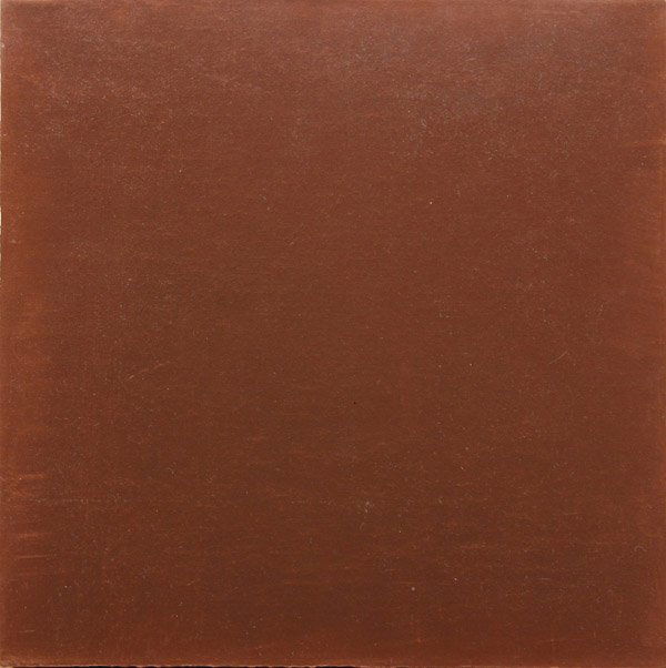 Painting, David Simpson, Minimalist: Unframed (stretched) oil on canvas, ''12 x 12 Copper,'' 1988, by David Simpson (Californian, b. 1928), pencil signed, dated, titled verso, canvas: 12''h x 12''w