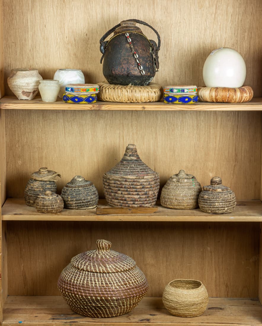 Group of mostly African covered baskets (1 of 1)