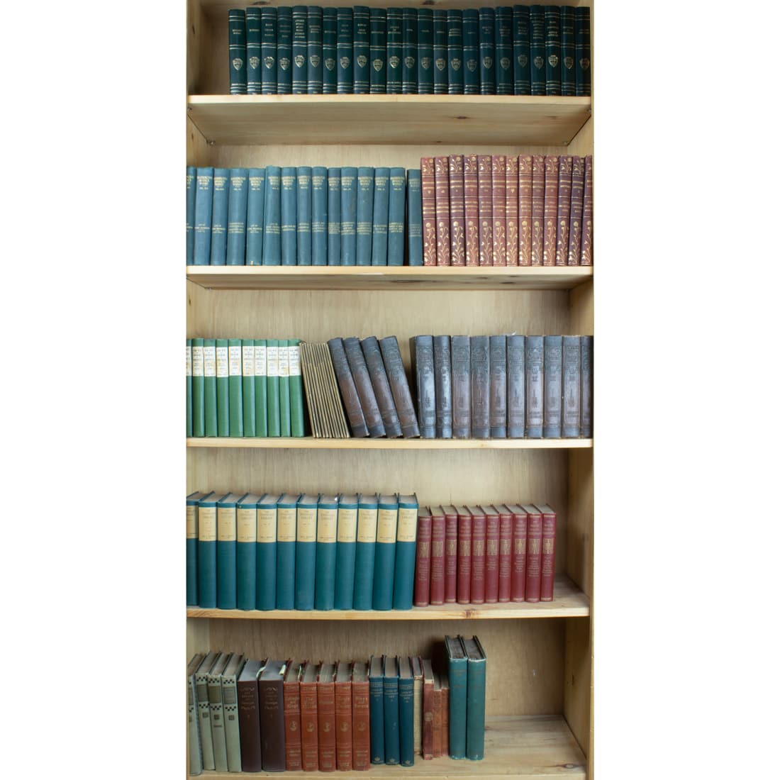 Five shelves of books including 14v Little People, The Roycrofters 1916; 23v Harvard Classics (1 of 1)