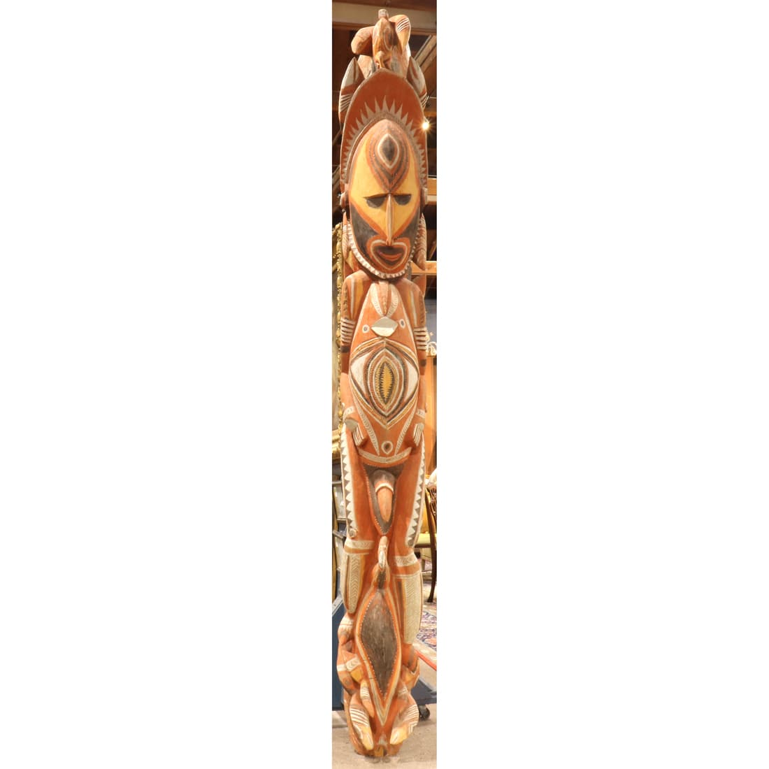 Large Abelam polychrome figural pole (1 of 2)