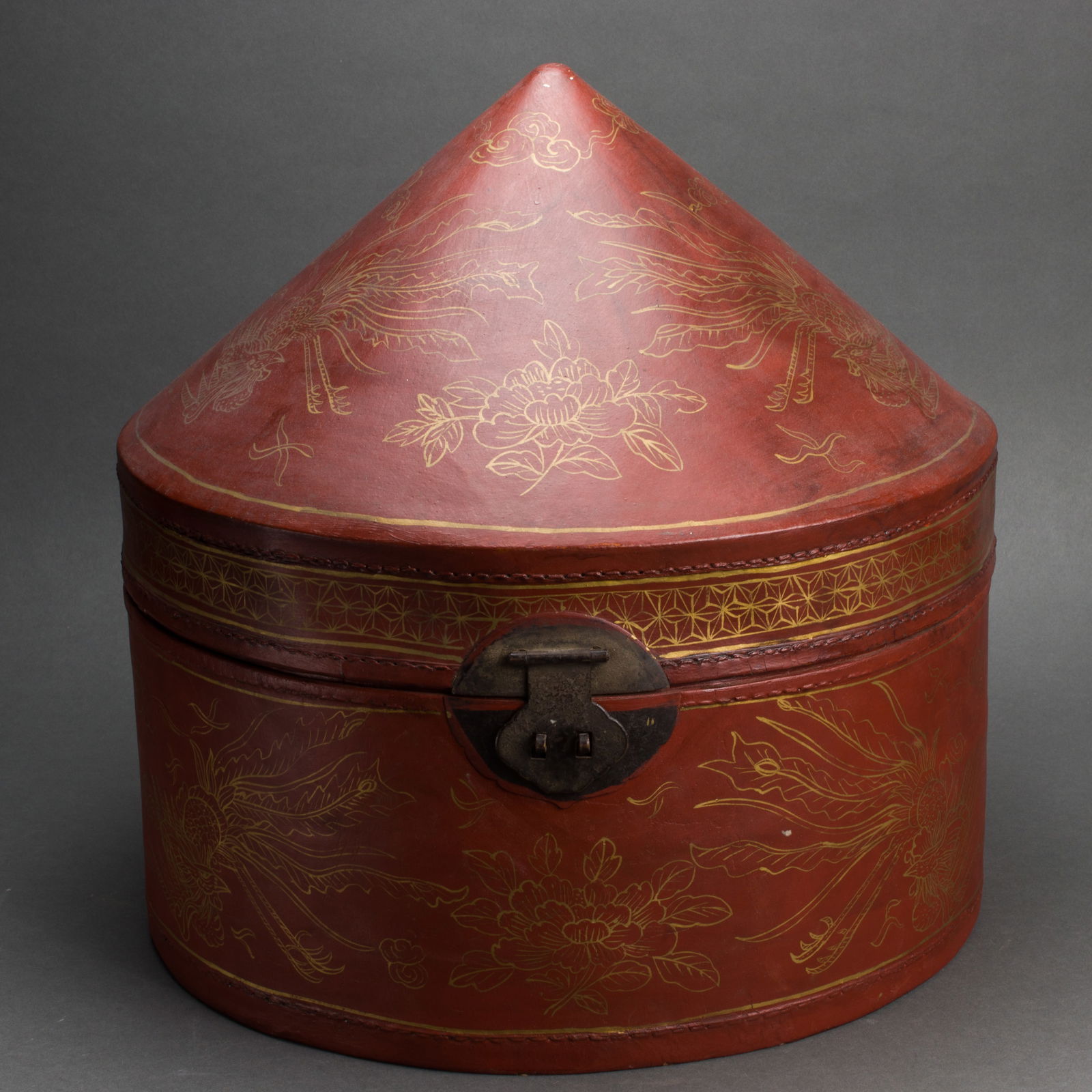 Chinese leather hat box for a court official (1 of 2)