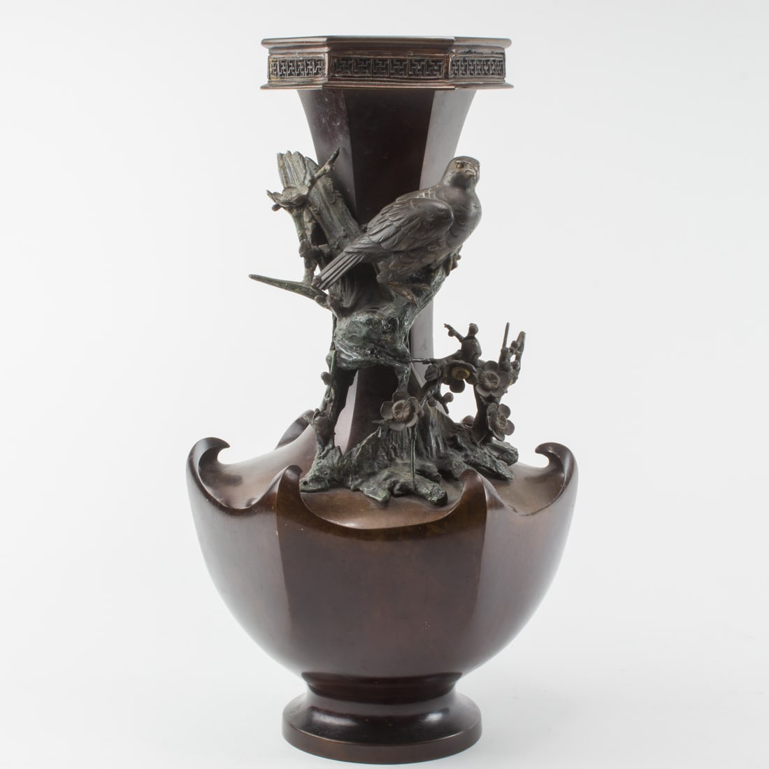 Japanese bronze hexagonal vase (1 of 3)