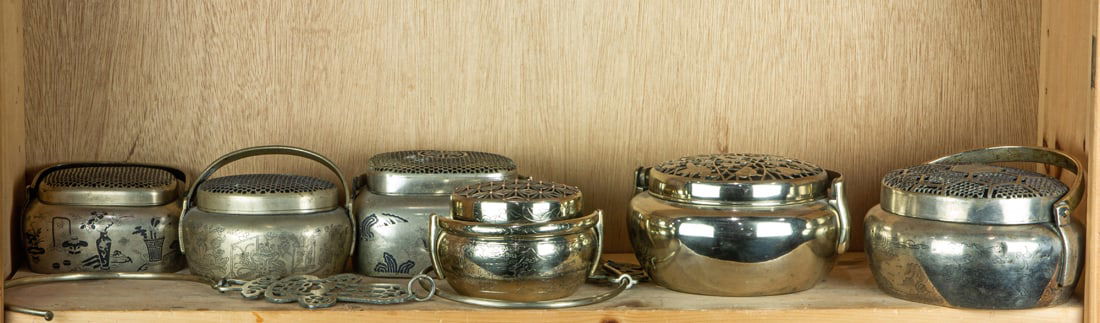 (lot of 6) Chinese brass hand warmers, from 5 (1 of 1)