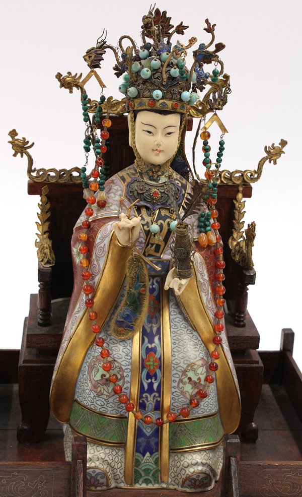 Chinese Cloisonne Enamel Emperor and Empress - 5
