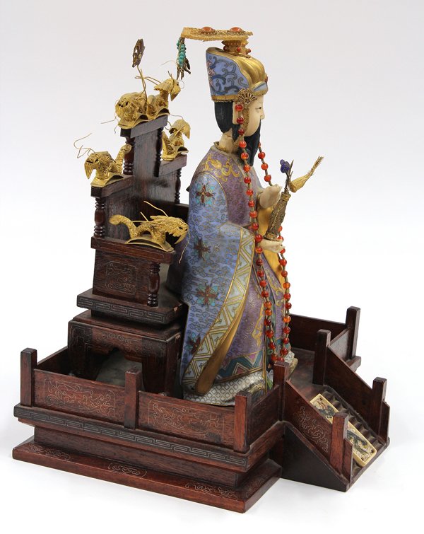 Chinese Cloisonne Enamel Emperor and Empress - 7