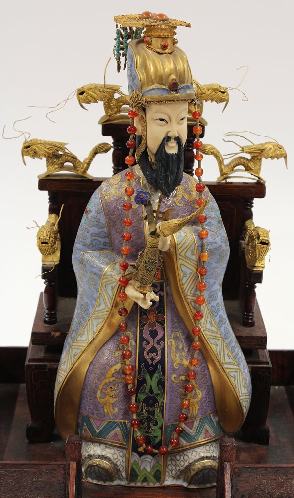 Chinese Cloisonne Enamel Emperor and Empress - 8