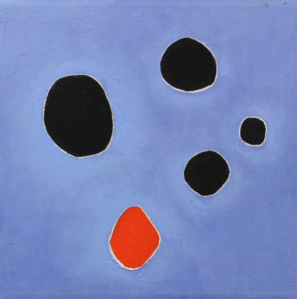 Painting, Abstract, Series Five: Unframed (stretched) oil on canvas, ''The Numbering Series: Five,'' 1989, by Buffie Johnson (American, 1912-2006), signed, dated, titled verso, overall: 16''h x 16''w. Provenance: Unaccessioned item f