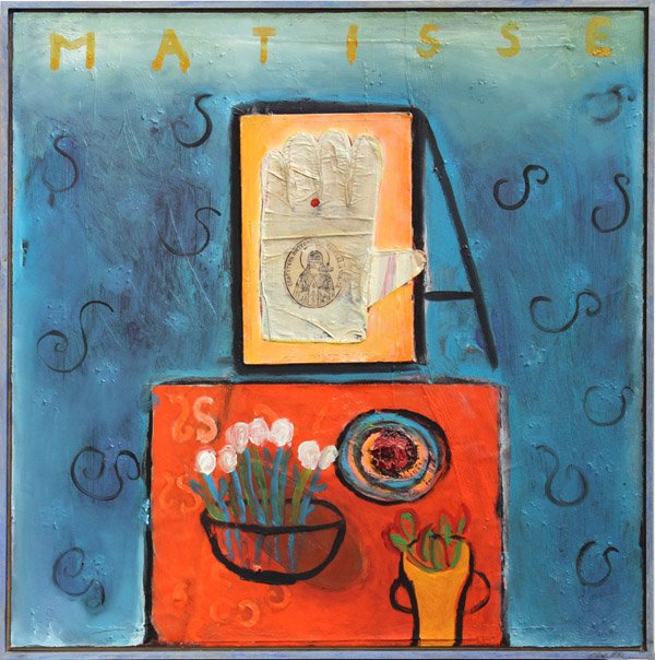 Painting, Inez Storer, Homage Matisse: Framed mixed media on board, Homage to Matisse, by Inez Storer (Californian, b. 1933), signed ''Storer'' lowr right, overall: 25''h x 25''w