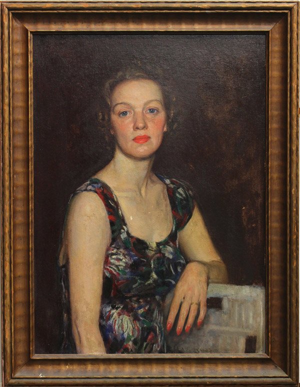 Painting, Portrait of a Woman: Framed oil on canvasboard, Portrait of a Woman, American School (20th century), signed indistinctly ''W. A. Ross'' lower right, overall: 35.5''h x 27.5''w