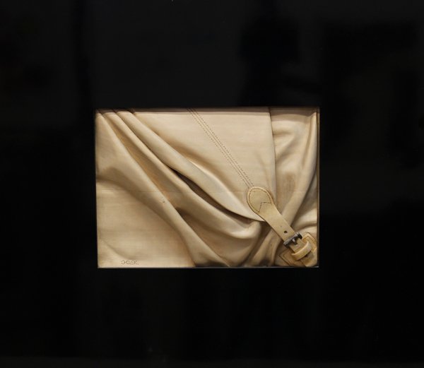 Carved wood relief, Jacques Chereau, Contemporary: Framed carved wood relief, Buckle Detail, 1991, by Jacques Chereau (French, Contemporary), initialed and dated ''J.C. '91'' lower right, overall: 18''h x 15.5''w. Note: Chereau is represented by galle