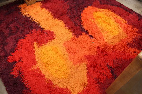 Danish Rya Carpet: Danish Modern Ege Rya wool carpet,(retains original tag) 8' x 11'4''