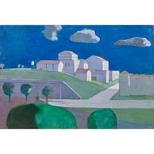 Painting, William Theophilus Brown: William Theophilus Brown (American, 1919-2012), Untitled (View of the Presidio, San Francisco), 1983, oil on canvas, signed and dated verso, canvas: 24"h x 36"w, overall (with frame): 25"h x 37"w