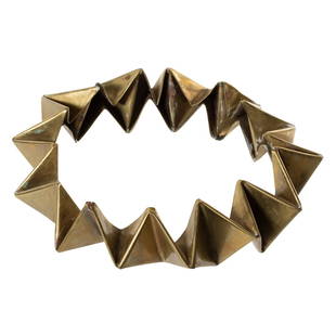 Sculpture, Merry Renk: Merry Renk (American, 1921-2012), Folded Metal Sculpture, patinated metal, unsigned, diameter: 6.25".