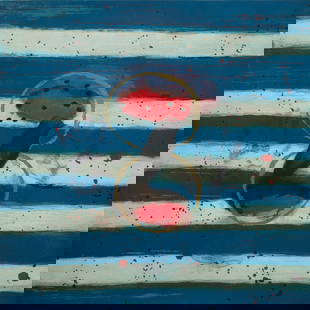 Print, Squeak Carnwath: Squeak Carnwath (American, b. 1947), "Striped Bird," 1991, woodcut, pencil signed and dated lower left, edition 36/40, image: 23.75"h x 23.75"w, sheet (unframed): 31"h x 30"w