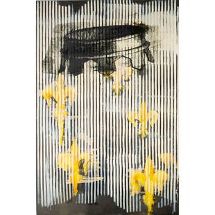 Monotype, Deborah Oropallo: Deborah Oropallo (American, b. 1954), "Falling Crown," 1992, monotype, pencil signed and dated lower right and titled verso, image: 35.5"h x 23.75"w, sheet (unframed): 43"h x 30"w