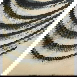 Print, Deborah Oropallo: Deborah Oropallo (American, b. 1954), "Rails," 1996, woodcut and etching print, pencil signed and dated lower right, edition 34/45, image: 29.5"h x 27.75"w, sheet (unframed): 36.5"h x 33.5"w