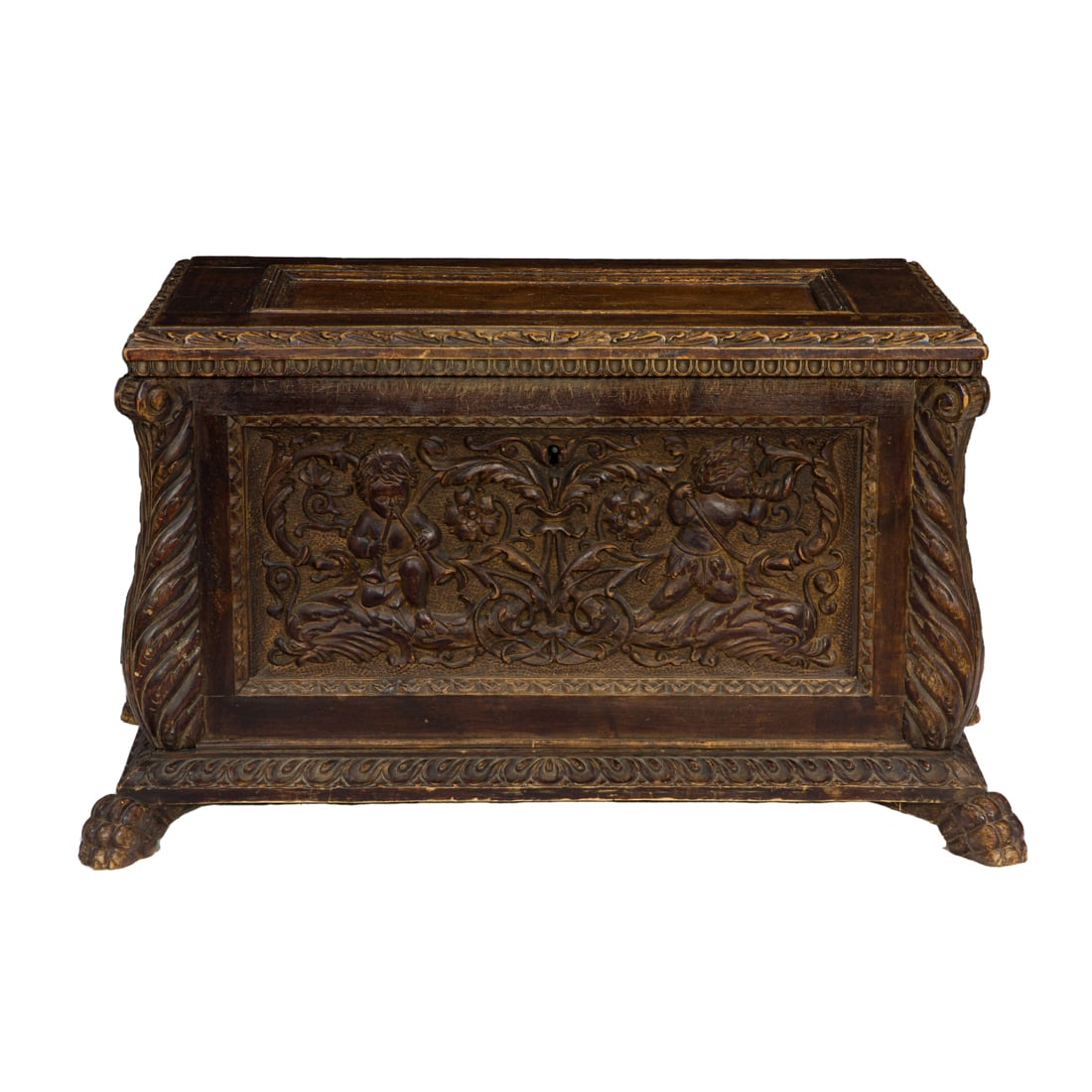An Italian Renaissance style carved walnut chest or small cassone (1 of 4)