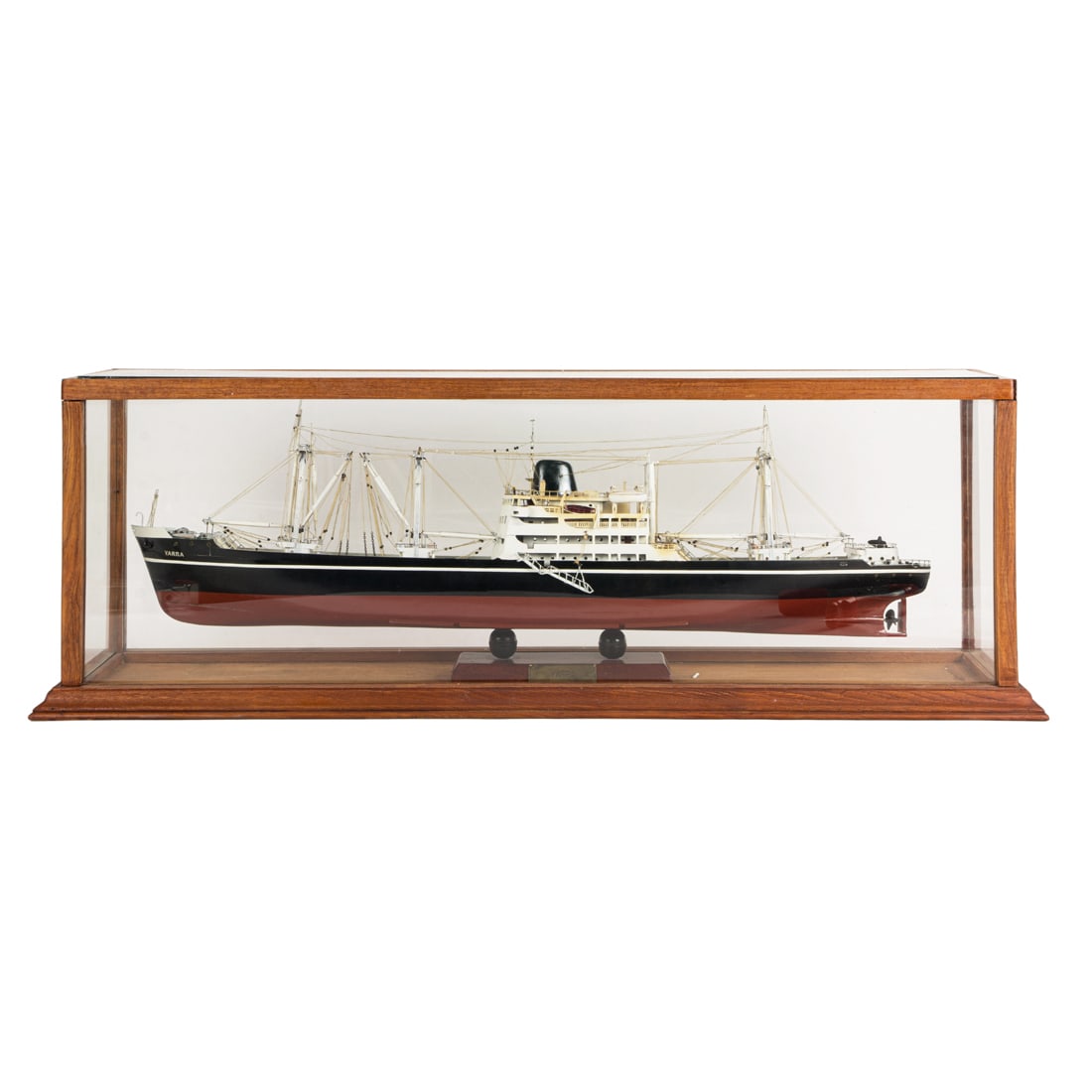 A post-war boardroom model of the Yarra cargo ship in case (1 of 2)