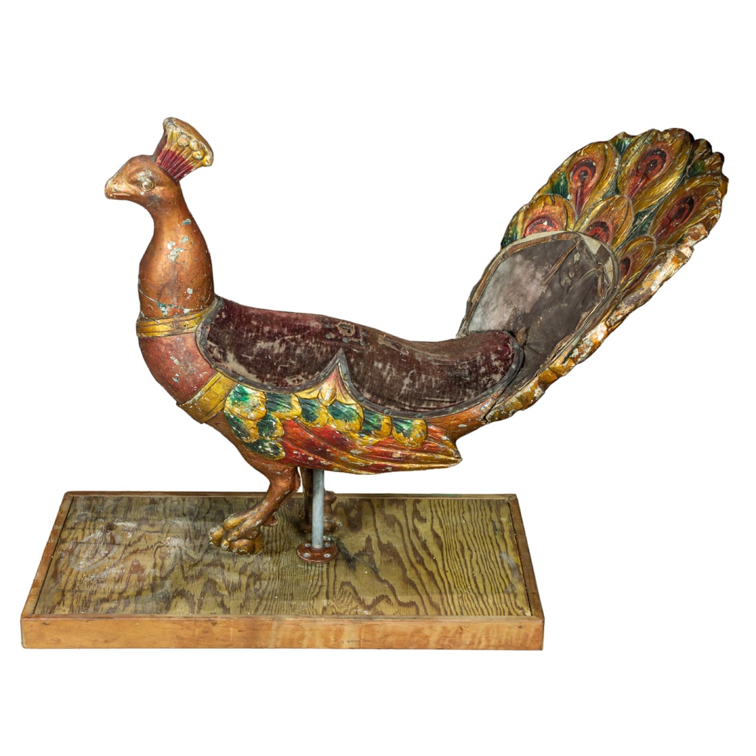 A French peacock carousel animal, early 20th century (1 of 2)