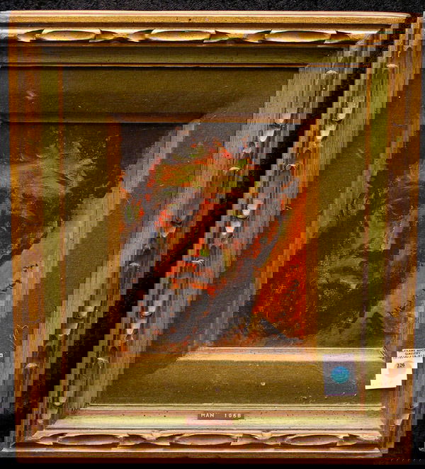 Oil/Canvas, Mercado, Cucaro: (Lot of 2) Framed oil on canvas, Man, signed Mercado lower right, dated 1968; Framed oil on canvas, Skyline, by Pascal Cucaro, signed upper right, largest overall size: 12.5" x 17"