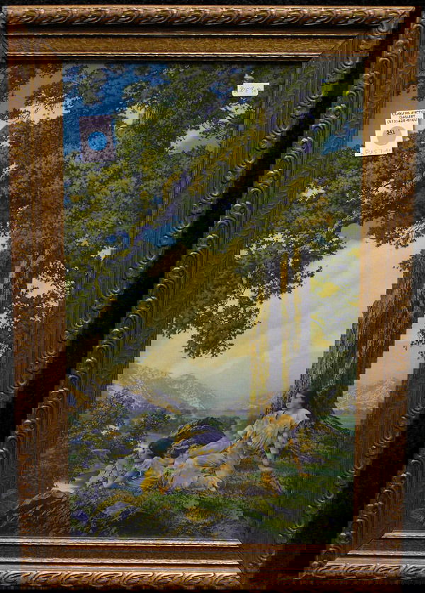 Print, Maxfield Parrish, Hilltop: Framed Maxfield Parrish print, "Hilltop", image: 20.25" x 12.25", overall: 24" x 15.5"