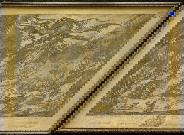 Parisian Fashion Plate, B Pease Gutmann: (lot of 5) Framed Parisian fashion plates, needlepoint, Bessie Pease Gutmann print, and etching by Jacques Callot (trimmed bottom margin), largest overall: 19.5"H x 18"W