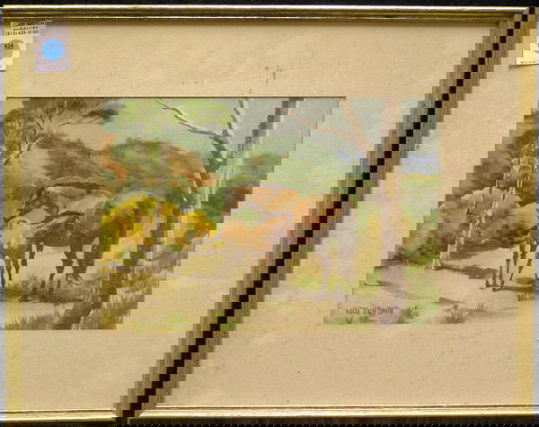 Watercolor, Horses, Robert Leroy Smith: Framed watercolor, Horses, signed Robert Leroy Smith lower left, overall: 15" x 19"