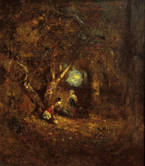 Painting, William Keith, Berkeley Hills: Framed oil on canvas, ''Berkeley Hills,'' by William Keith (Californian, 1838-1911), signed ''W. Keith'' lower left, museum title label affixed verso, sight: 20''h x 18''w, overall: 20''h x 18''w. Pro