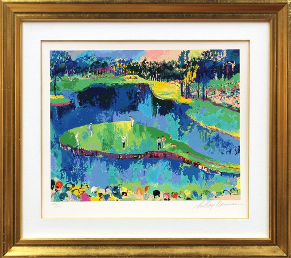 Silkscreen, LeRoy Neiman, Island Hole: Framed silkscreen, ''Island Hole at Sawgrass (from Big Time Golf Suite),'' 1992, by LeRoy Neiman (American, b.1927), signed in pencil ''LeRoy Neiman'' lower right, edition 281/1000, sight: 20.5''h x 2