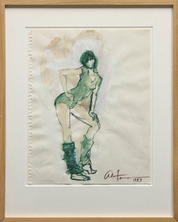 Mixed media, Al Farrow, Ballet Dancer: Framed mixed media pastel on paper, Ballet Dancer, 1983, by Al Farrow (Californian, b. 1943), signed ''Al Farrow'' lower right, overall: 20.5''h x 16''w