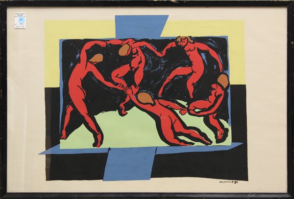 Screenprint, after Henri Matisse, The Dance: Framed screenprint, ''The Dance'', after Henri Matisse, bears signature lower right, overall: 22.5''h x 33''w