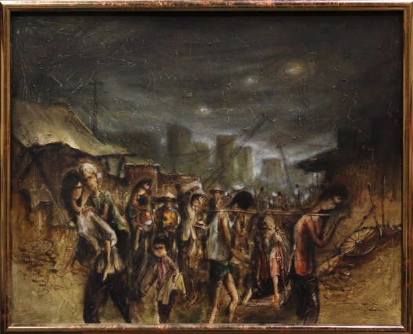 Painting, Vietnamese School, Siagon, 1968: Framed oil on canvas, ''Saigon,'' 1968, Vietnamese School (20th century), signed indistinctly and dated ''May 1968'' lower right, overall: 33.5''h x 41.25''w