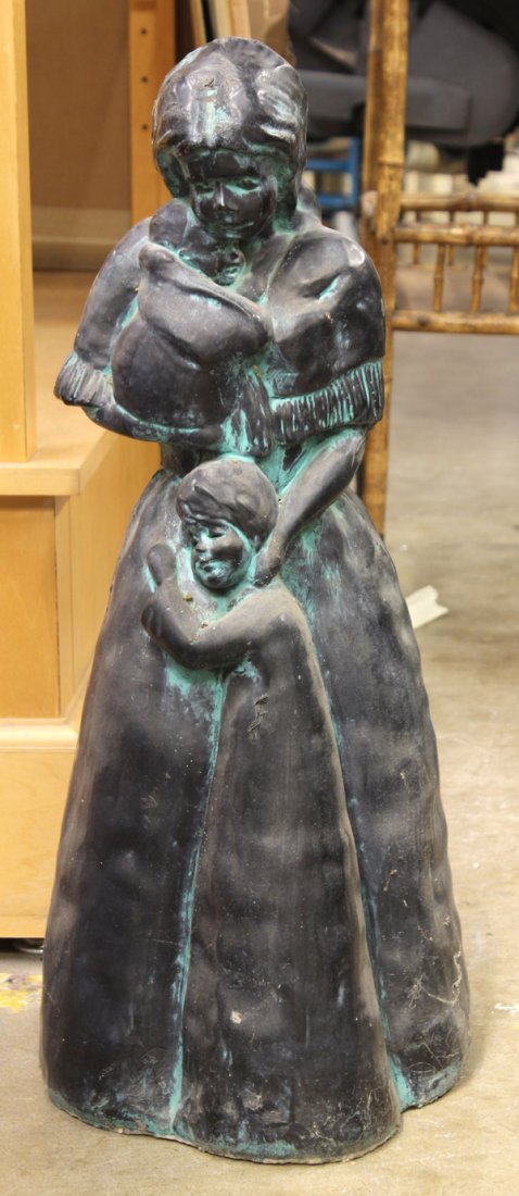 Sculpture, Mother and Child: Painted plaster sculpture, Mother and Child, 20th century, unsigned, overall: 25.75''h x 10.5''w x 11''d