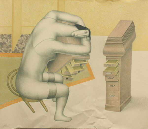 Lithographs, Roy Carruthers: (Lot of 2) Unframed lithographs, Portrait of Five (edition of 30) and Sleeping Woman (edition of 60), by Roy Carruthers (American, b. 1938), pencil signed ''R. Carruthers,'' pencil numbered editions,