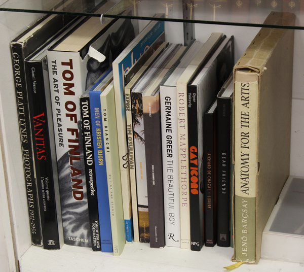 Book, Male photography group: (lot of 19) Associated books of mostly male nude photography including Tom Of Finland 'The Art Of Pleasure', Men of Kirsten Bjorn, Germaine Greer, 'The Beautiful Boy', Robert Mapplethorpe, Gay Icons,