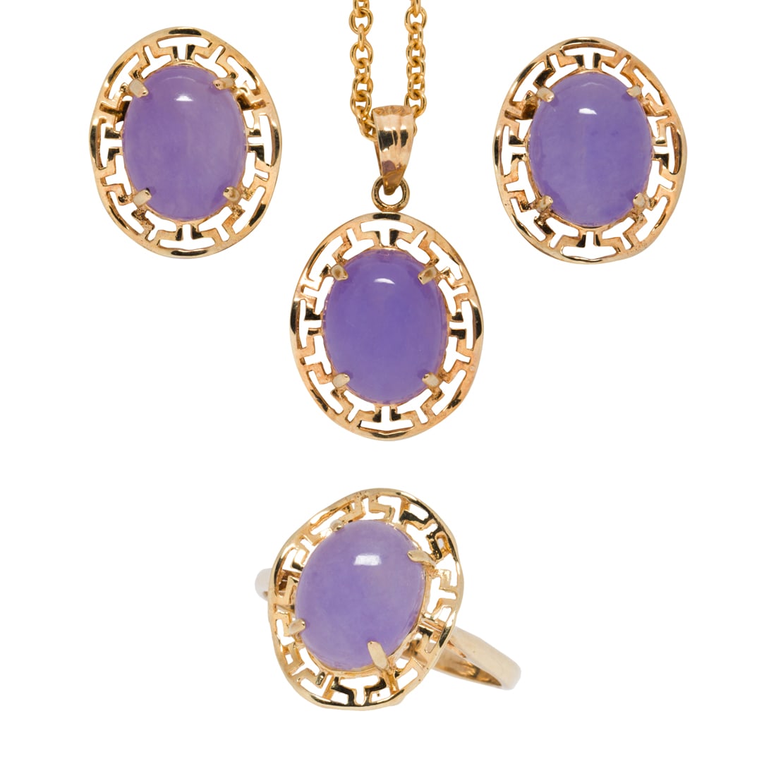 A lavender jadeite jade and 14k gold suite (1 of 3)
