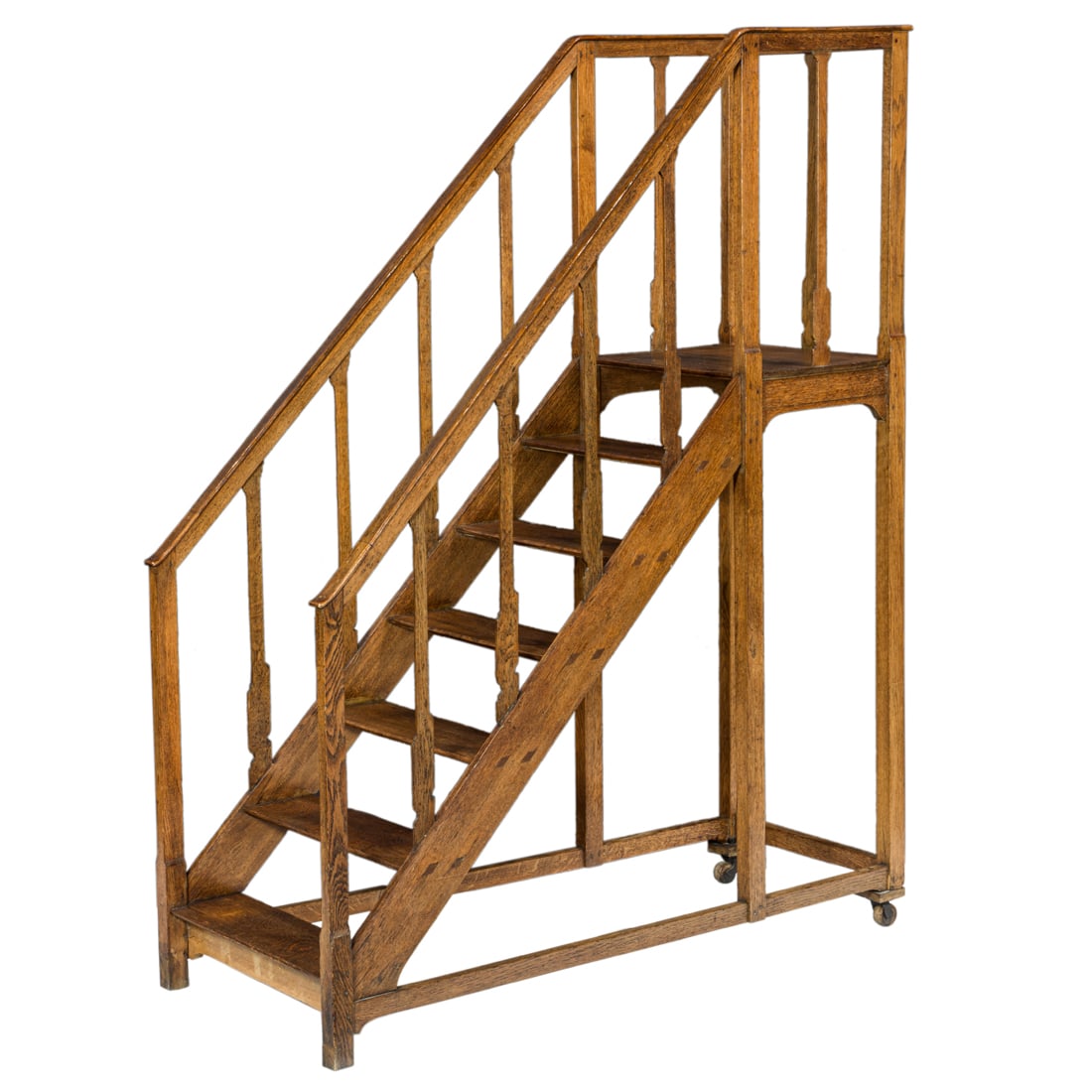 An Arts and Crafts oak library stairs likely English circa 1910 (1 of 2)