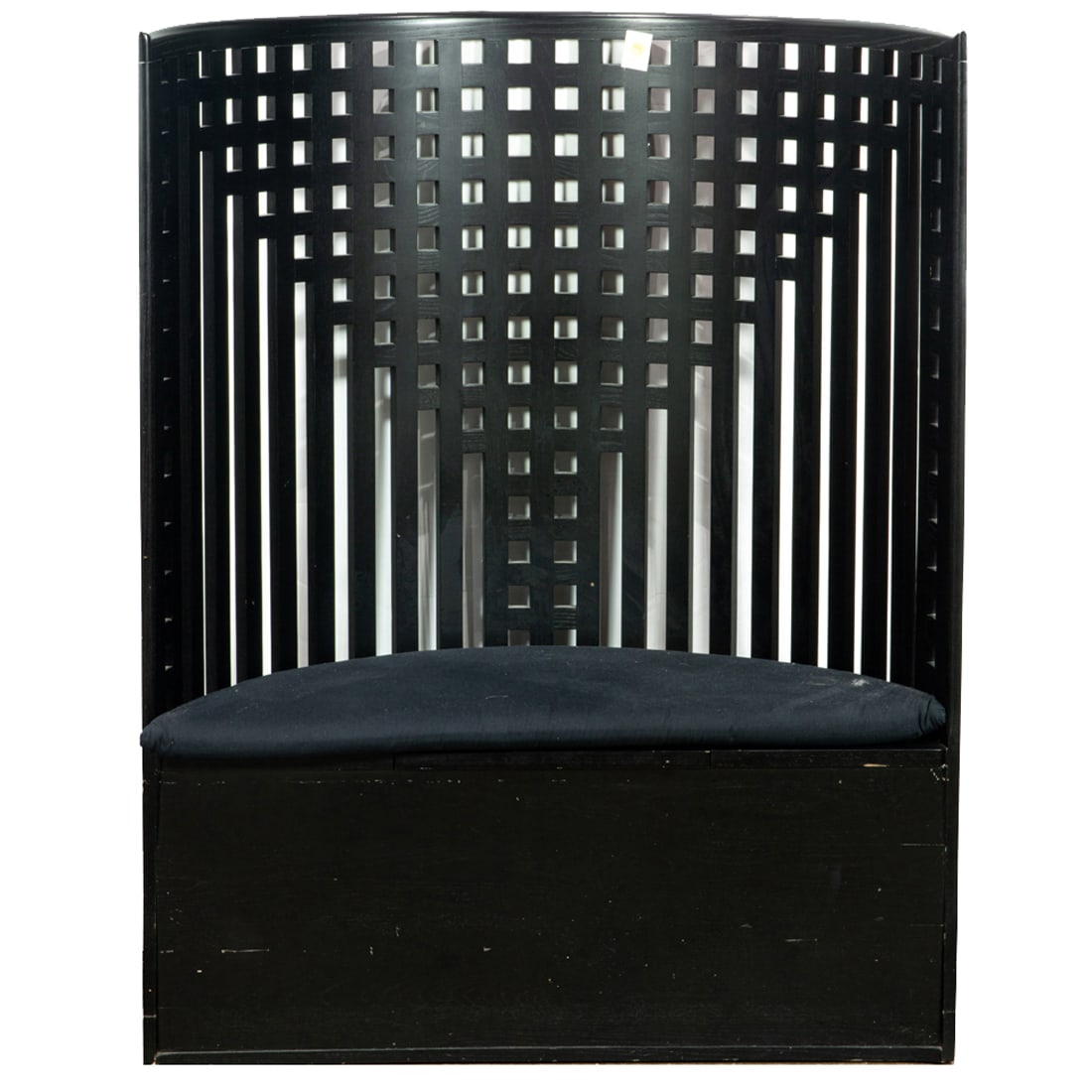 A Modern circular banquette with reticulated black grid back, after Charles Rennie Mackintosh (1 of 1)