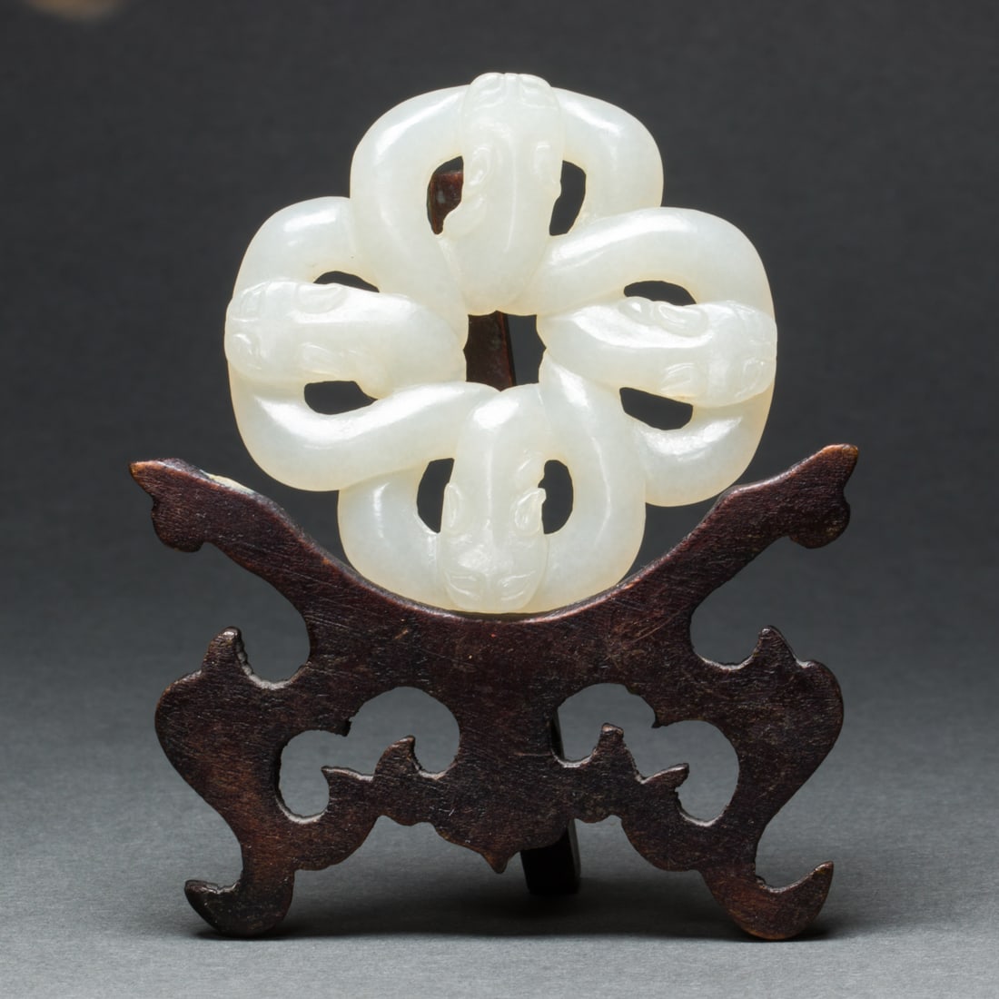 Chinese white jade 'double coiled chilong' pendant (1 of 1)