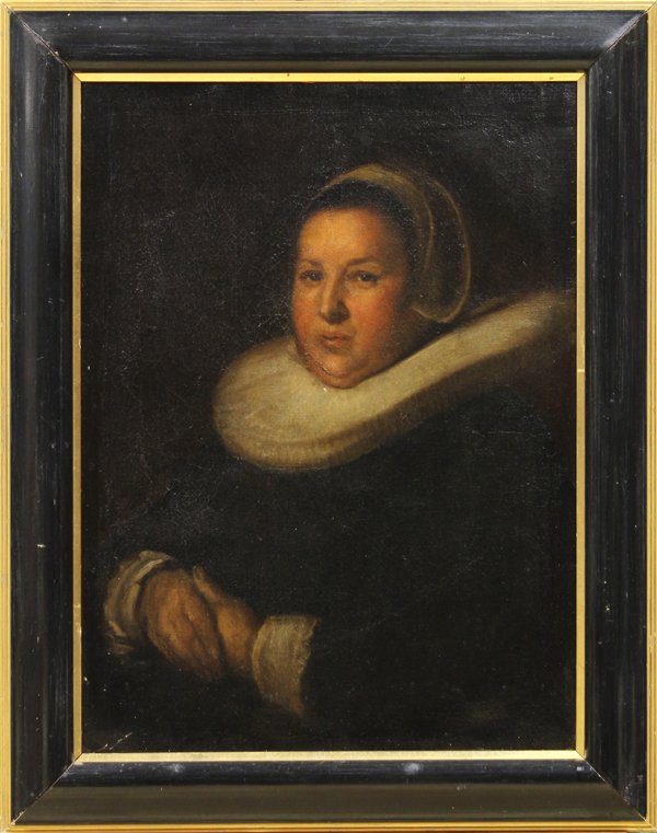 Painting, Dutch School: Framed oil on canvas, Portrait of a Lady, Dutch school (19th century), unsigned, canvas: 27.25''h x 20.25''w, overall: 33.25''h x 26.25''w