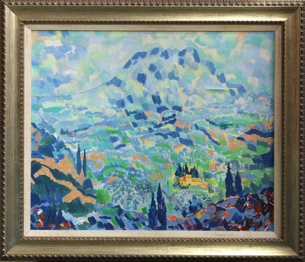 Painting, Johannes Schiefer, Landscape: Framed oil on canvas, Cubist Landscape, by Johannes Schiefer (Dutch, 1896-1979), signed ''Johannes Schiefer'' lower right, overall: 30''h x 35.5''w